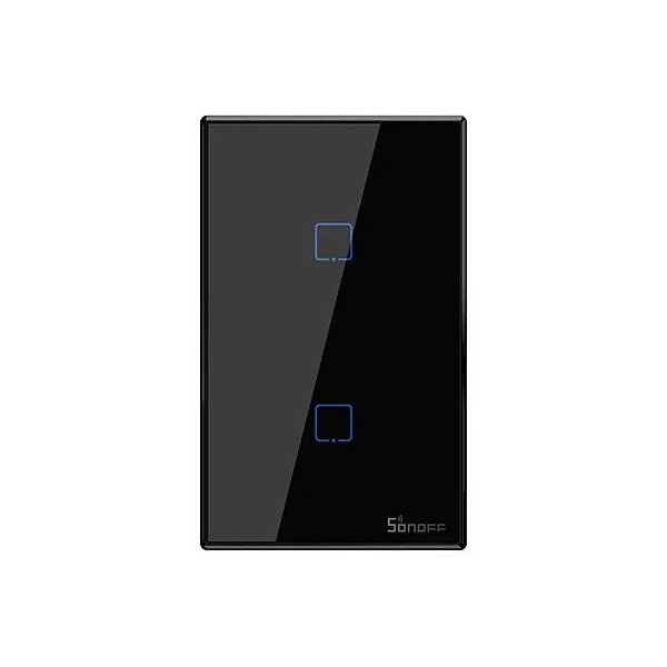 Interruptor Inteligente Touch Sonoff T3US2C com Módulo Receptor RF 2 Botões - Preto