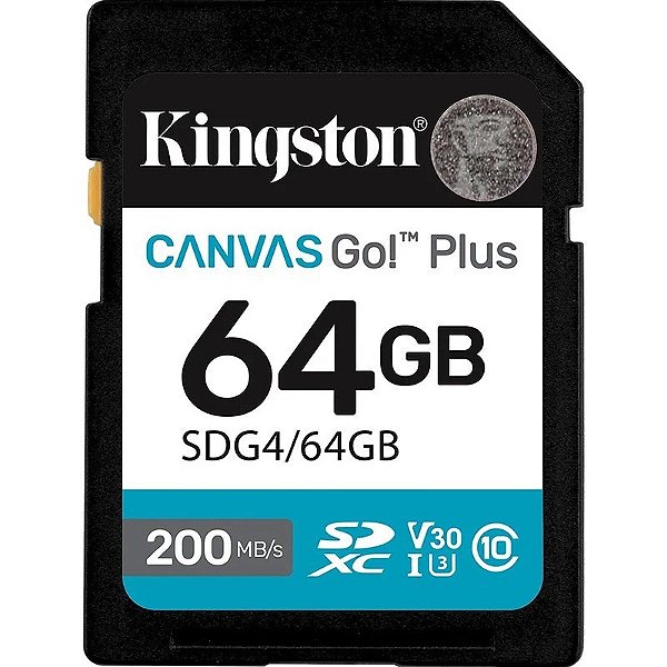 Cartão de Memória SD Kingston 64GB Canvas Go Plus - 200Mb/s