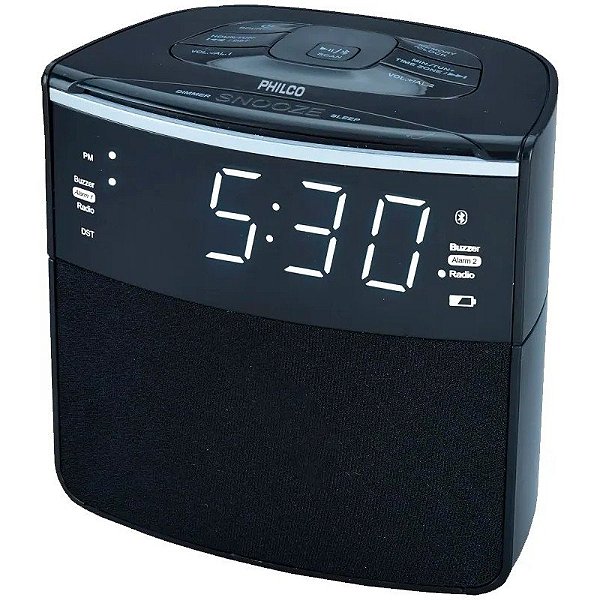 Rádio Relógio Philco 1.2" Rádio Despertador Duplo PAR3120BT FM Bivolt - Preto