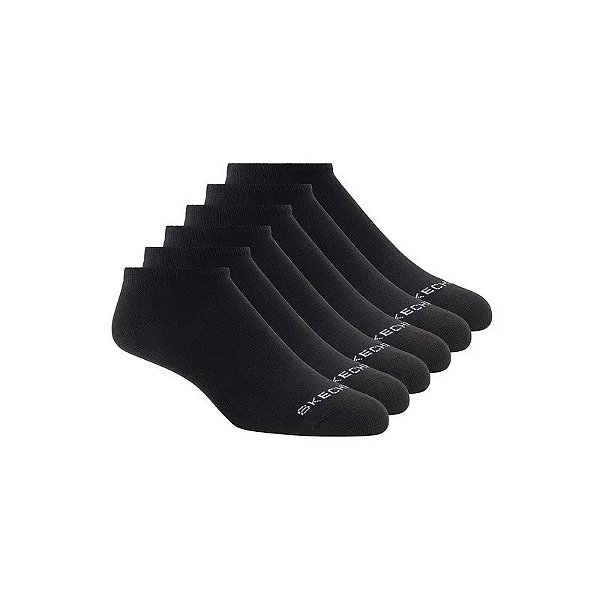 6 Pares de Meia Masculina Skechers Não Terry No Show Preto