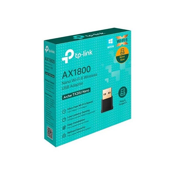 Adaptador USB TP-Link Archer TX20U Nano AX1800 Wi-Fi 6 Banda Dupla