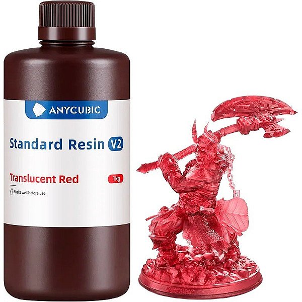 Resina Anycubic Standard V2 para Impressora 3D 1Kg - Vermelho Translúcido