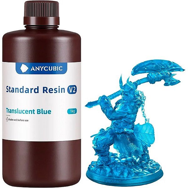Resina Anycubic Standard V2 para Impressora 3D 1Kg - Azul Translúcido