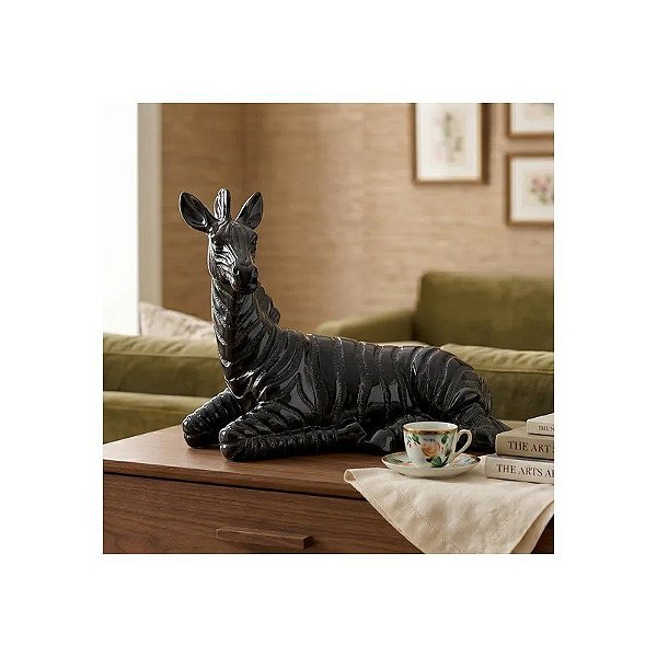 Estátua Decorativa de Cavalo Selvagem 25 CM Preto