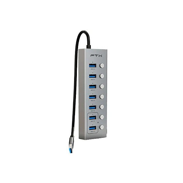 Hub FTX-HUBU7-Ag 7 Portas USB-A 3.0 - Prata