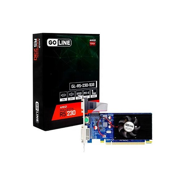 Placa de Vídeo Goline AMD Radeon R5-230 1GB DDR3 GL-R5-230-1GB