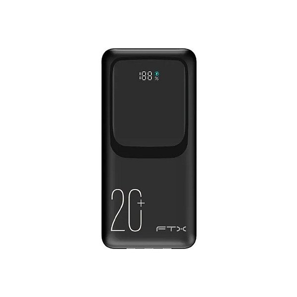 Carregador Portátil FTX PB-20LCD-BK 20000 mAh com Cabo 22.5 W USB-C - Preto