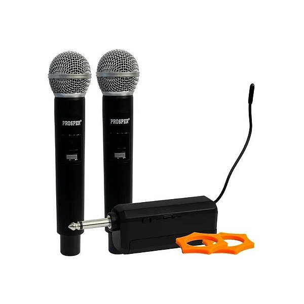 Microfone Sem Fio Prosper P-6192 - Com 2 Microfones - Preto