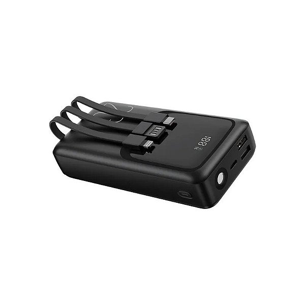 Carregador Portátil FTX PB-20LCD-BK - 20000MAH - USB/USB-C/Lightning - Preto
