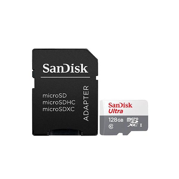 Cartão de Memória Sandisk Ultra, 128GB, Micro SD, Uhs-I C10, 100MB/s, SDSQUNR-128G-GN3MA