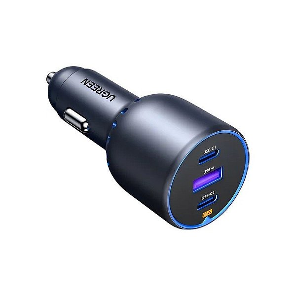 Carregador de Carro Ugreen EC703 USB-C / USB-A 75 W - Preto