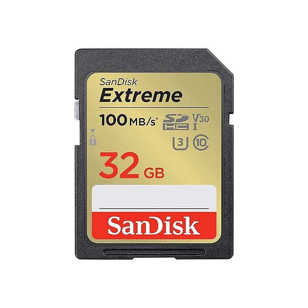 Cartão de Memória SD Sandisk Extreme 100-60 MB/s C10 U3 V30 32 GB (SDSDXVT-032G-Gncin)