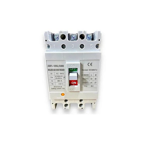 Disjuntor Trifásico 3 Polos 80A 50/60Hz (Curva C)