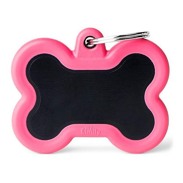 Placa de identificación MyFamily Hushtag Hueso HTA01PINKMP - Rosa/Negro