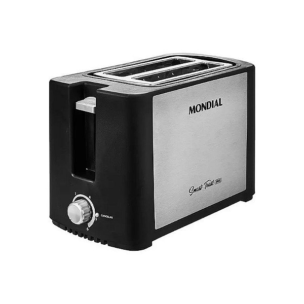 Torradeira Mondial Smart Tost Inox T-13 800 Watts 6 Temperaturas 220V ~ 50/60 Hz - Preto/Prata