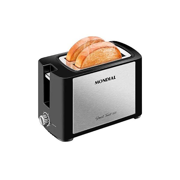 Torradeira Elétrica Mondial Smart Tost Inox T-13 - 800W - 2 Fatias - 110V - Preto