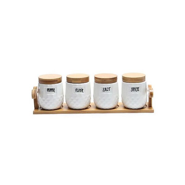 Jogo de Potes de Cerâmica com 4 Peças 10X7 CM
