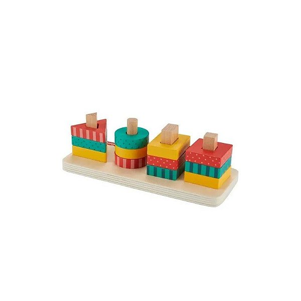 Jogo Didático Fisher-Price Pilha de Formas de Madeira