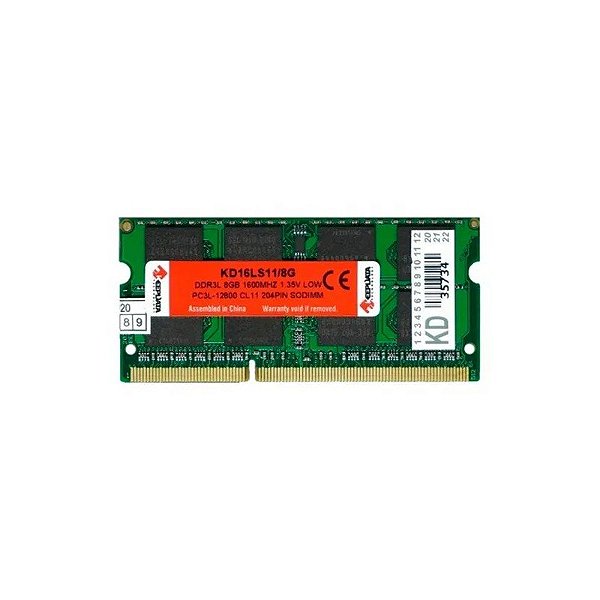 Memória para Notebook Keepdata, DDR3L 8GB (1X8GB), 1600MHZ, So-DIMM, KD16LS11/8G, Verde