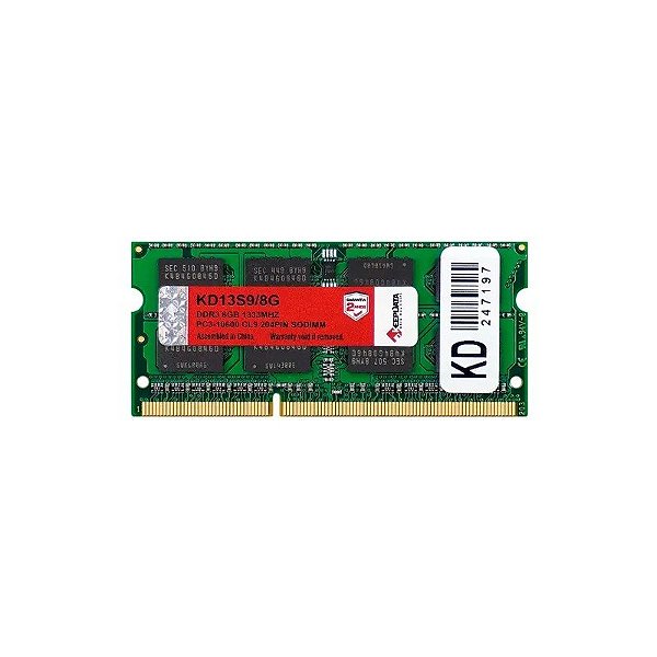 Pente de Memória Ram Keepdata KD13S9/8G - 8GB - DDR3 - 1333MHZ - para Notebook