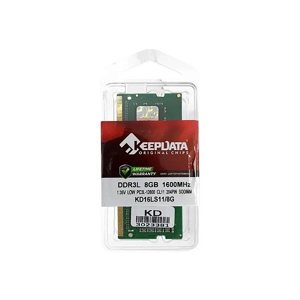 Memória RAM para Notebook 8GB Keepdata KD16LS11/8G DDR3L de 1600MHZ
