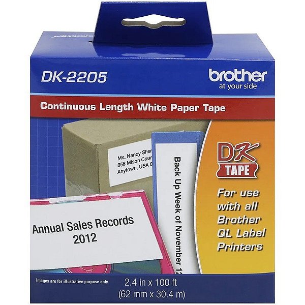 Fita de papel contínua Brother DK-2205 62mm x 30,4m preto