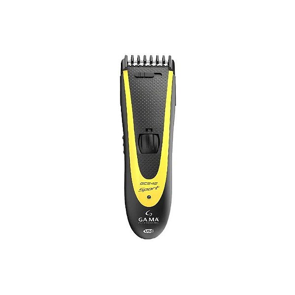 Máquina de Cortar Cabelo Gama GC542 Sport - Recarregável - Preto e Amarelo