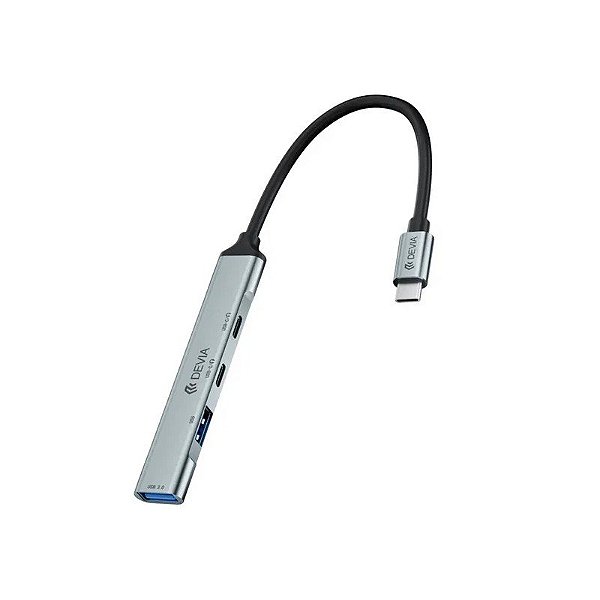 Hub Devia EC707 Tipo C 4 Em 1 3.0 4P - Cinza Espacial