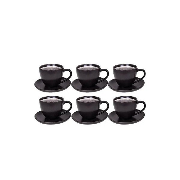 Jogo de Xícaras Danny Home 12 Peças Cerâmica 300ML