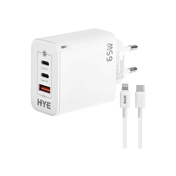 Carregador Hye HYEC79L / 65W / USB-C - Lightning