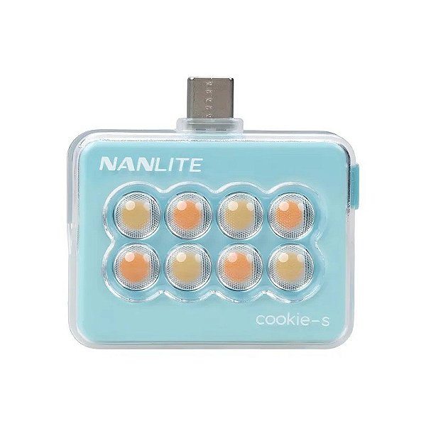 Carregador LED Quadrado Portátil Nanlite Cookie-s Dupla Face USB-C - Azul Ciano