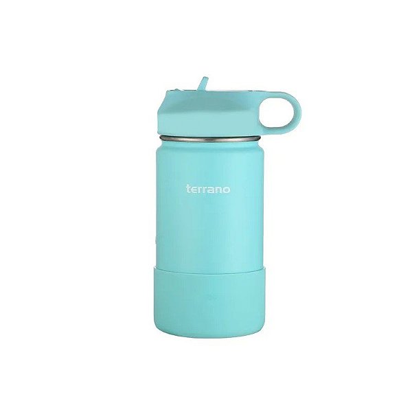 Garrafa Térmica Terrano Kids - 350ML - com Bico + 2 Canudos - Azul Claro