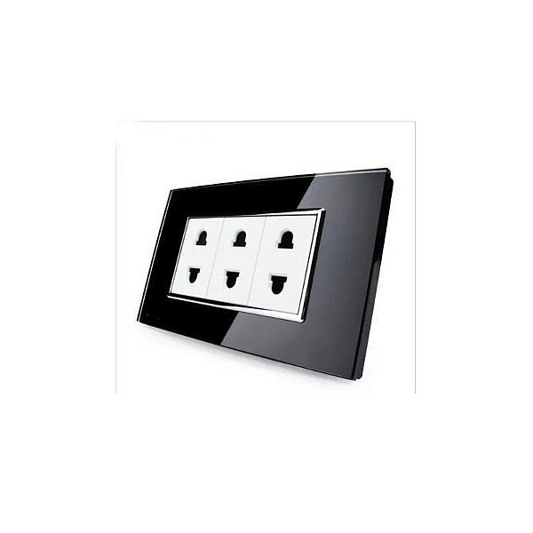 Tomada de Energia Livolo 3 Plugs US Preto VL-C3C3A-82