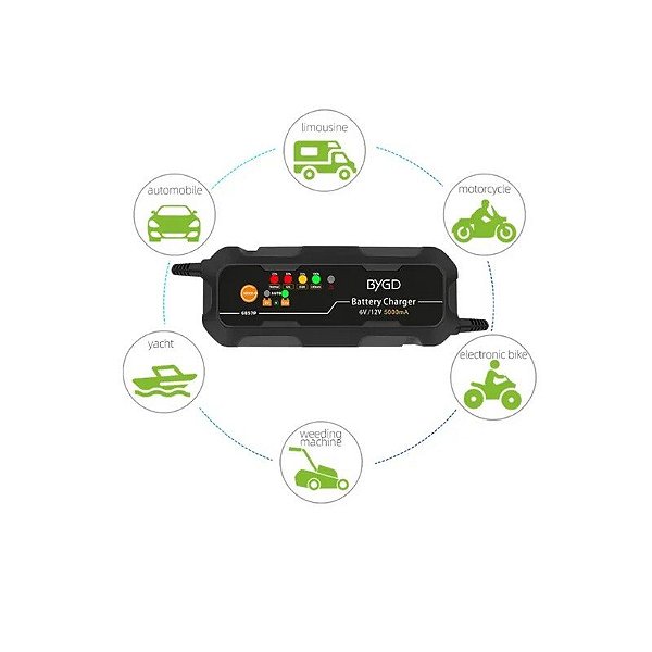 Carregador Inteligente de Bateria para Carro e Moto 6857P 5A Bivolt