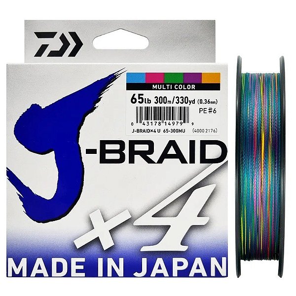Linha Multifilamento Daiwa J-Braid X4 0.33mm 65LB 300m - Multicor