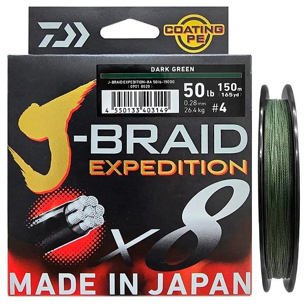 Carretilha Multifilamento Daiwa J-Braid Expedition X8 0.28mm 50lb 150m