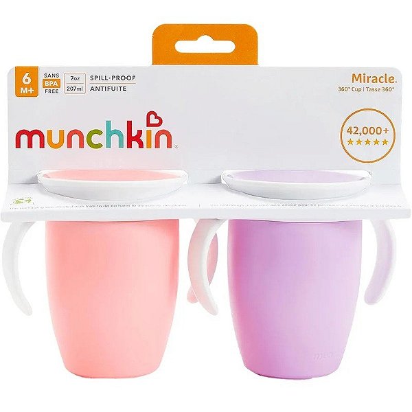 Copo de Treinamento Miracle 360 Cup Munchkin - 17927 Rosa/Roxo (2 Unidades)