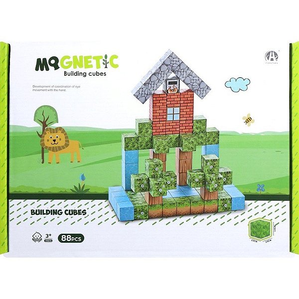 Jogo de Cubos Magnéticos de Construção Magnetic Chuang Huang - CH1327 (88 peças)
