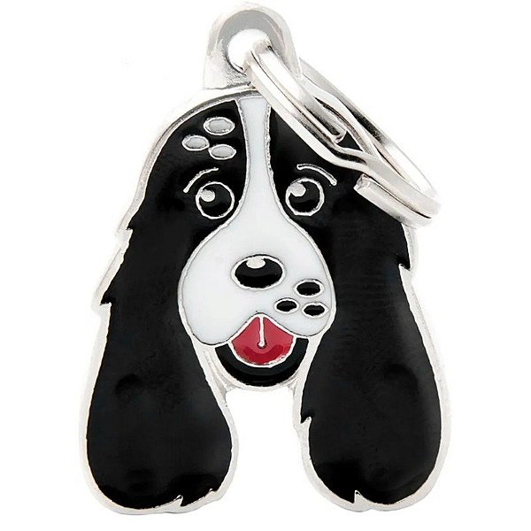 Placa de identificação MyFamily Friends Cachorro Black and White Cocker MF12WHITEBLACK