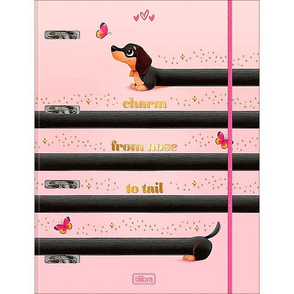 Caderno Argolado com Elástico Tilibra Brownie The Dog - 48 Folhas