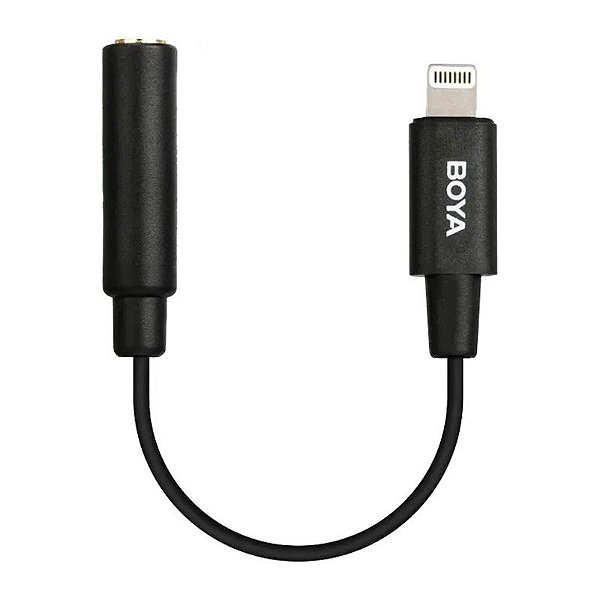 Adaptador Boya BY-K3 para Microfone 3.5MM TRS fêmea para Lightning macho