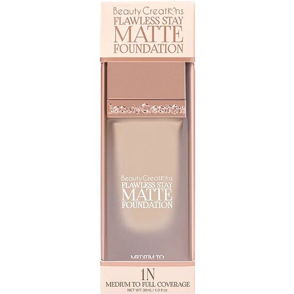 Base Líquida Beauty Creations Flawless Stay Matte Foundation Cor 1N - 30mL
