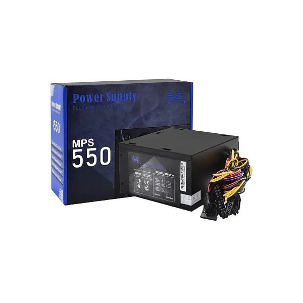 Fonte 550W Mtek MPS550 Real Gamer 24 Pinos (Ventoinha de 12cm)
