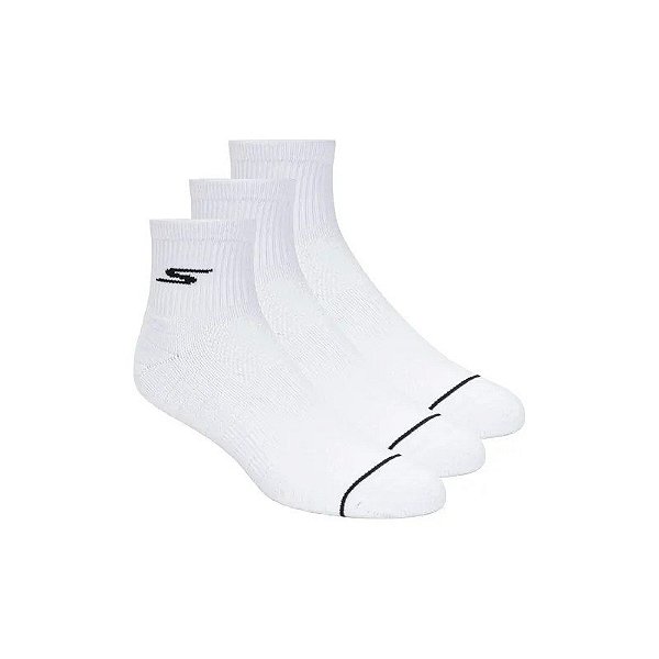 Meia Masculina Skechers 3 Pares 1/2 Terry QTR Crew 10-13