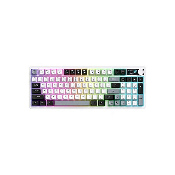 Teclado Onikuma MT902, 65% Sem Fio USB-C, Semi-Mecânico de Membrana, Cinza/Preto/Branco, Inglês