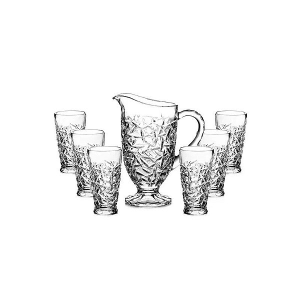 Jogo de Jarra 1,300L de Vidro com 6 Copos 300ML