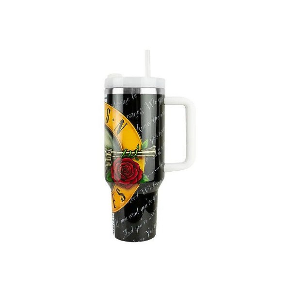 Copo Térmico Weedoo Guns N' Roses - 1.2L - com Canudo - Logo Preto