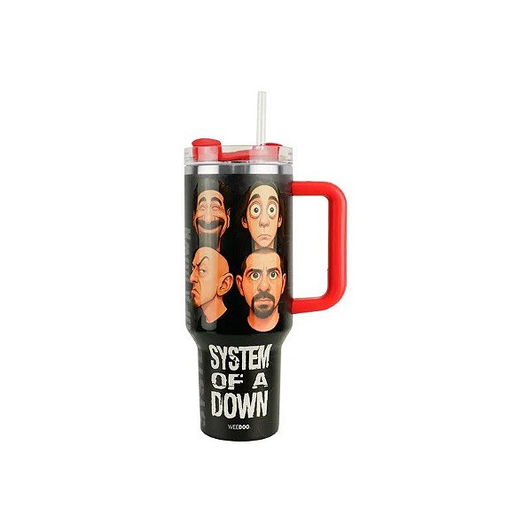 Copo Térmico Weedoo System Of A Down - 1,2L - com Canudo - Preto