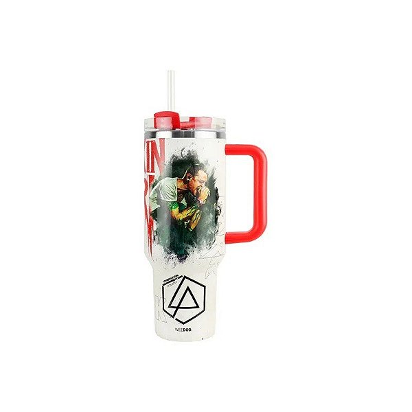 Copo Térmico Weedoo Linkin Park - 1.2L - com Canudo - Branco