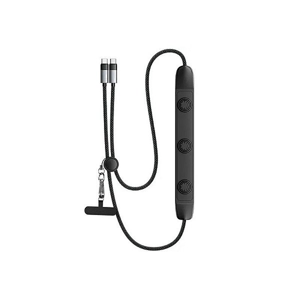 Cabo Essager EXCTT1-SMA01-Z USB-C para USB-C 100W 1,5 Metros com Massageador - Preto
